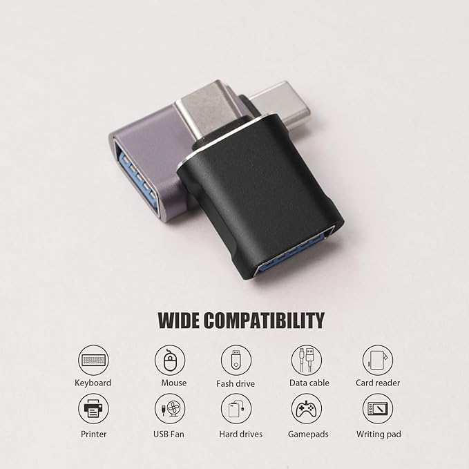 10 Pack Up to 10Gbps/120W Usbc to USB Adapter,USA to USB-c adopters,U sb to USB C Connector,Type C Male to a Female Adapter for Charger,Phone 15/16, PC, Laptop, Tablet, Keyboard etc, Black