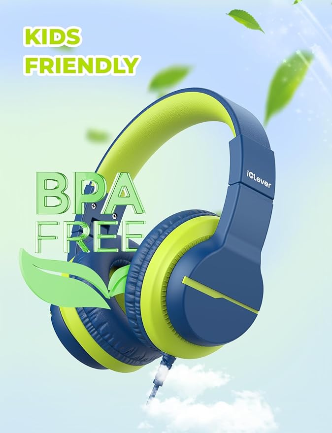 iClever USB C Headphones for Kids, Over-Ear for Boys Girls, Safe Volume 85dBA, Foldable Wired Kids Headphones for iPad, HS19S