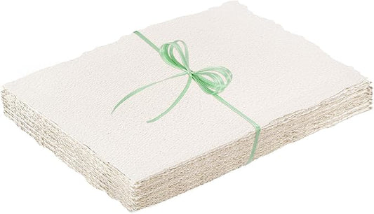 50 Sheets Deckled Edge Paper 4 x 6inch, 160 GSM Handmade Paper Rough/Textured Watercolor Paper for Wedding Invitations, Cards, Crafts