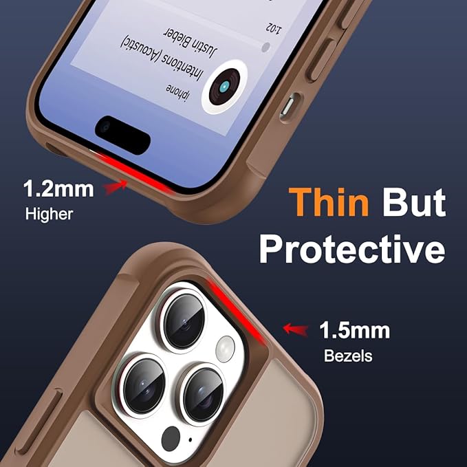 Compatible with iPhone 14 Pro Case with Invisible Magnetic O-Ring Stand Military-Grade Translucent Case for iPhone 14 Pro 6.1" [Compatible with Mag-Safe][Great Grip Feeling],Desert Brown