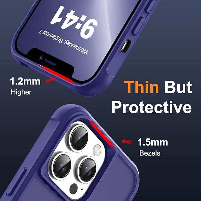 Compatible with iPhone 13 Pro Case with Invisible Magnetic O-Ring Stand Military-Grade Translucent Case for iPhone 13 Pro 6.1" [Compatible with Mag-Safe][Great Grip Feeling], Navy