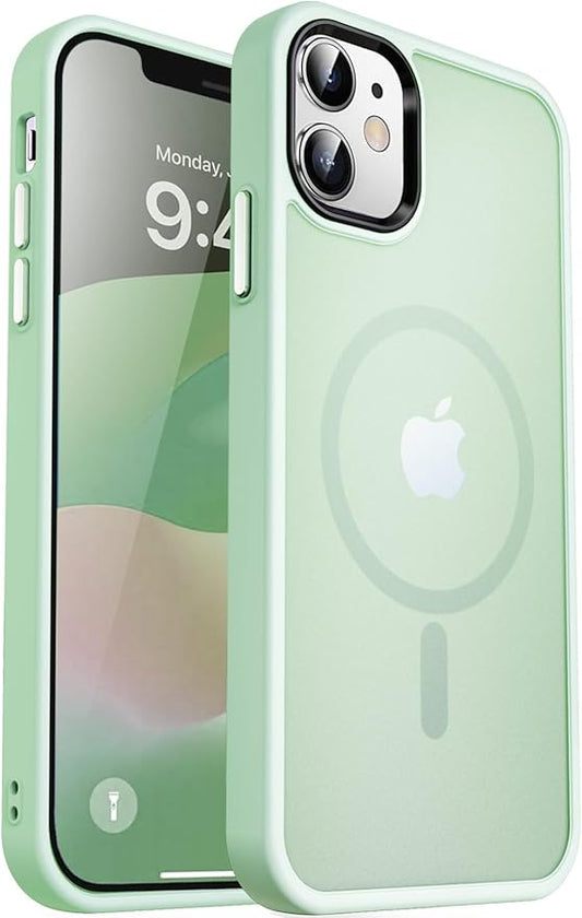 MOCCA Strong Magnetic for iPhone 12 Case/iPhone 12 Pro Case, [Compatible with Magsafe][Mil-Grade Drop Protection] Slim Shockproof Translucent Protective Phone Case for iPhone 12/12 Pro, Light Green