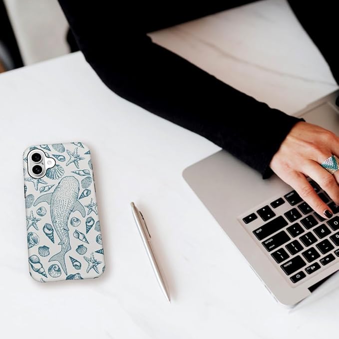 DAIZAG Case Compatible with iPhone 16 Plus,Fit Shockproof Cover for Women Girls,Beach Seashell Whale Ocean Aesthetic