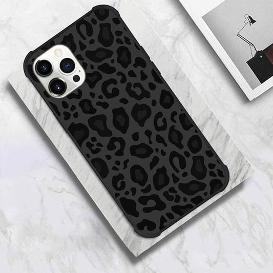 KANGHAR Case Compatible with iPhone 12 Pro Max,Black Leopard Design,Tire Texture Non-Slip +Shockproof Rugged TPU Protective Case for iPhone 12 Pro Max 6.7 Inch (2021) Leopard Pattern