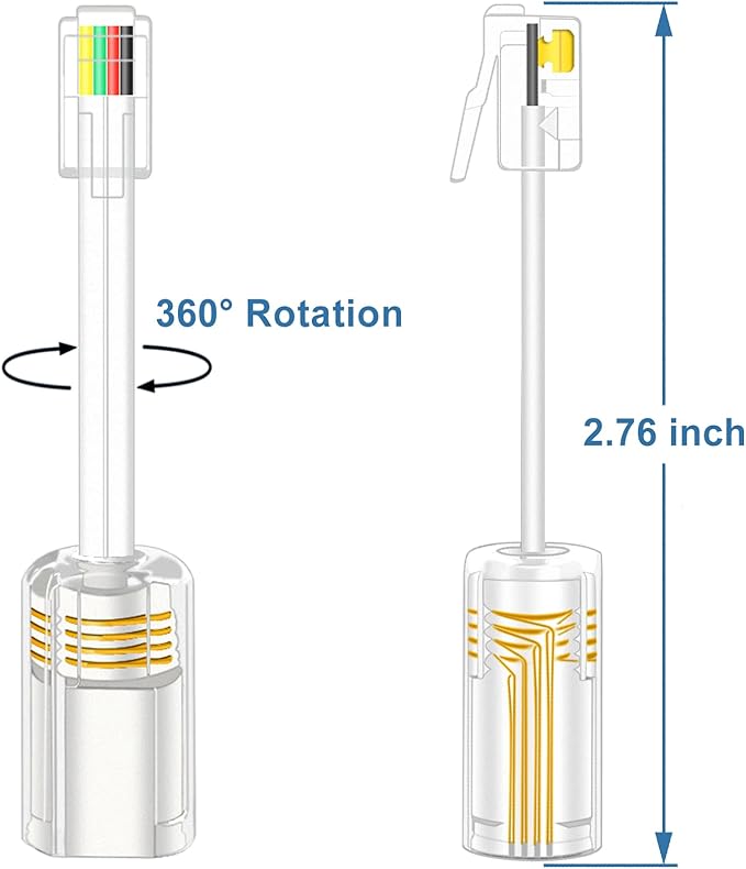 NECABLES 2+2Pack No Tangle Phone Cord for Landline 2pcs Telephone Handset Cord and 2pcs Detangler for Desk Phone White