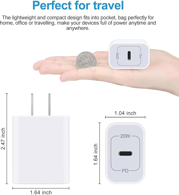 [2-Pack] 20W Samsung Fast Charging Block USB C Power Adapter Android Wall Plug Brick Type C Block for Galaxy A17 A16 5G/A15/A56/A36/A55/A35/A14 5G/ A54/A25/A23/A13/A53/S25/S24/S23 FE/S22/,iPhone 16