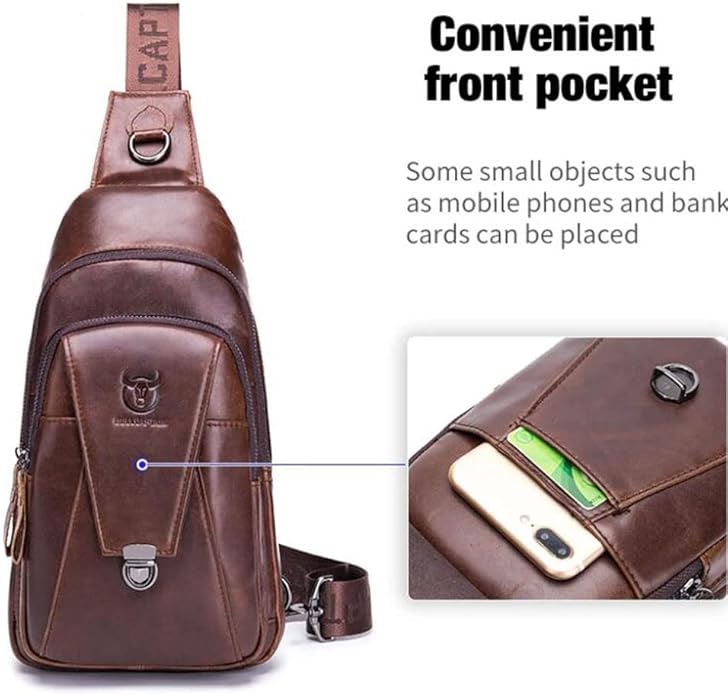 KPYWZER Vintage Leather Sling Bag Backpack for Men Crossbody Shoulder Chest Day Pack Backpacks