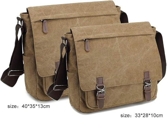 Messenger Bag for Men Retro, Canvas Satchel casual Briefcases Laptop Bag fit 13.3 15.6 Inch