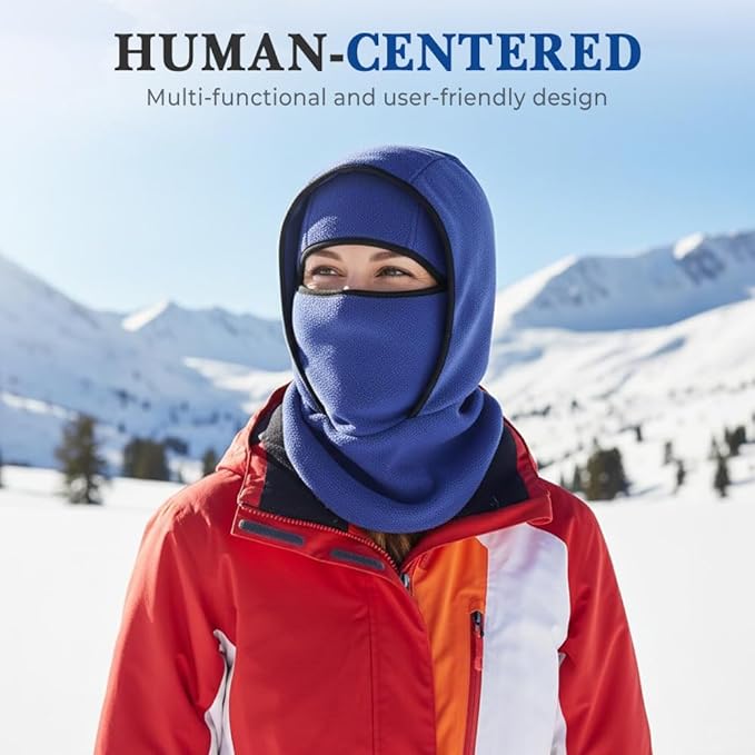 Outdoor Winter Warm Hat Neckband Integrated Cycling Mask, Winter Balaclava Ski Mask, Windproof Fleece Face Cover