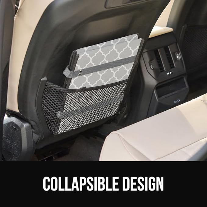 GORILLA GRIP Heavy Duty Foldable Reusable Grocery Bags, 3 PK, Tear Resistant Box Shape Shopping Tote with Reinforced Handles, Grip Feet, Easily Carry and Transport Groceries, 13x10x11, Quatrefoil Gray