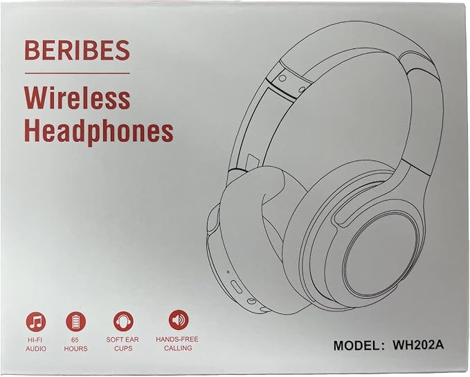BERIBES Bluetooth Headphones Over Ear, 65H Playtime and 6 EQ Music Modes Wireless Headphones with Microphone, HiFi Stereo Foldable Lightweight Headset, Deep Bass for Home Office Cellphone PC Ect.