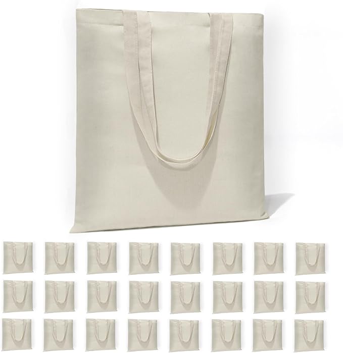 6 I 12 I 24 Pack Canvas Tote Bags,Reusable Blank Canvas for Shopping Bags,Grocery Bags,DIY Gift Bags
