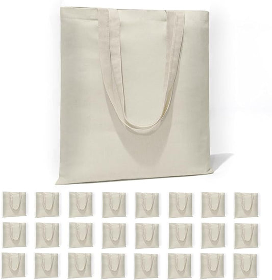 6 I 12 I 24 Pack Canvas Tote Bags,Reusable Blank Canvas for Shopping Bags,Grocery Bags,DIY Gift Bags