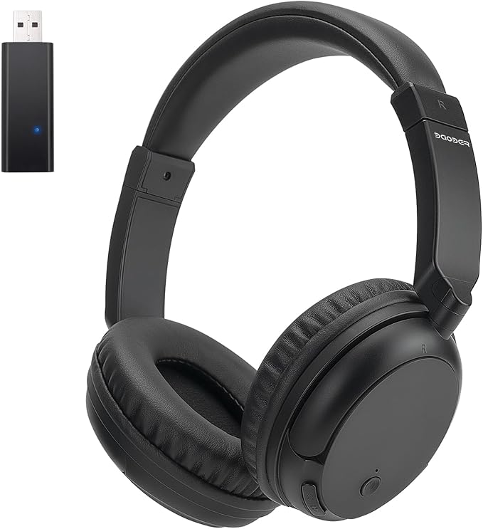 Wireless Bluetooth Headphone Over Ear, Bluetooth Transmitter for TV,PC,3.5mm Audio Device, Wired and Wireless Headset (Black)