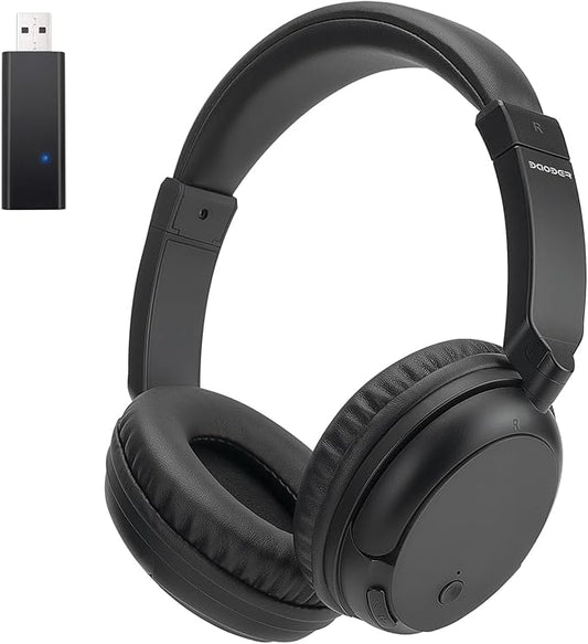 Wireless Bluetooth Headphone Over Ear, Bluetooth Transmitter for TV,PC,3.5mm Audio Device, Wired and Wireless Headset (Black)
