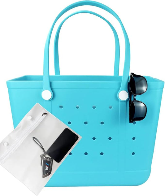 Beach Bag X Large Rubber Tote Bag, Waterproof Washable Open for Women Croc Bag Hand Bag for Beach Pool Yoga