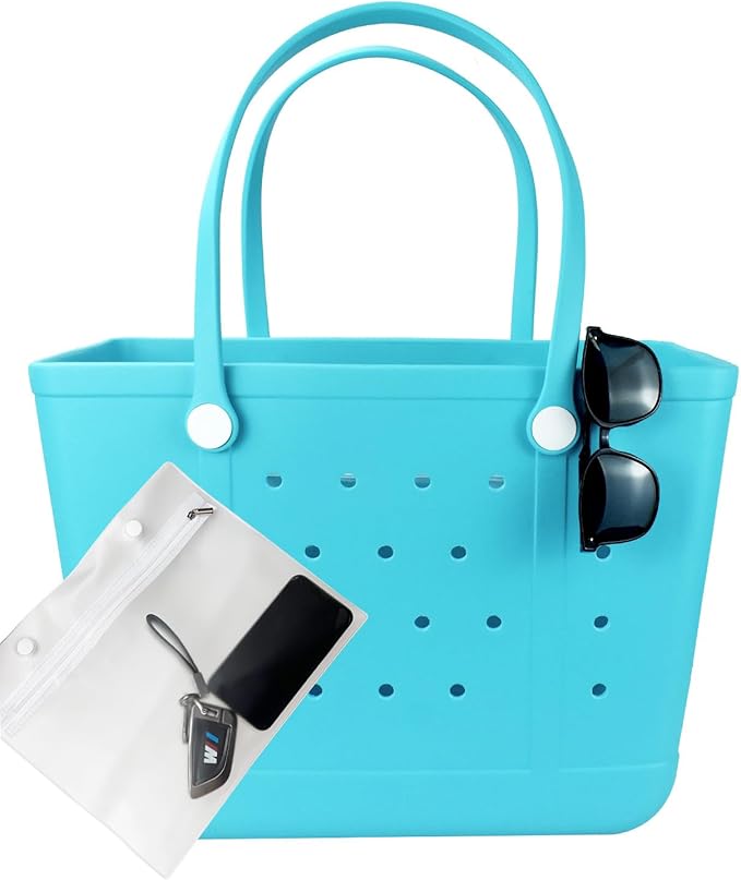 Extra Large Rubber Tote Bag Beach Bag, Washable Durable Open Beach Tote Bag, Travel Totes Bag for Pool Boat Sports