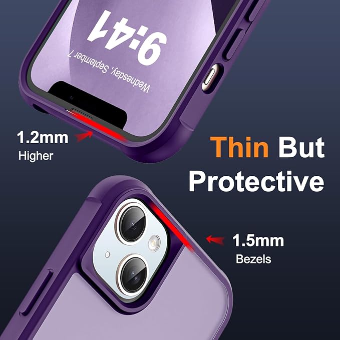 Compatible with iPhone 13 Case & iPhone 14 Case with Invisible Magnetic O-Ring Stand Translucent Phone Cases for 13 & 14 6.1" [Compatible with Mag-Safe][Great Grip Feeling], Purple