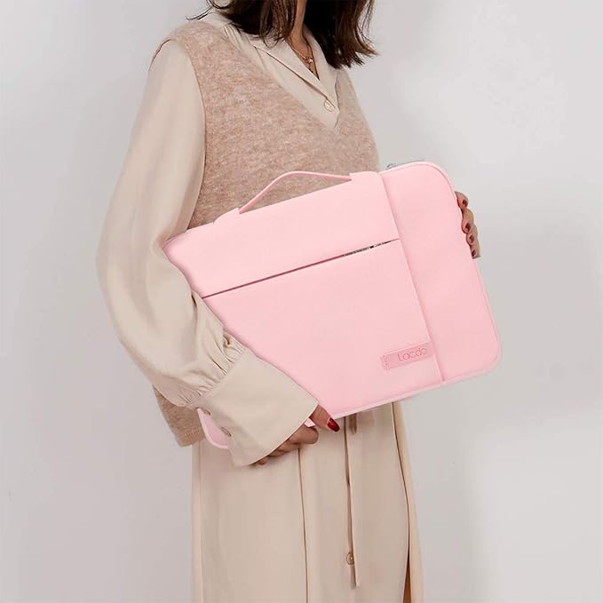 Lacdo 360° Protective Laptop Sleeve Case for 16 inch New MacBook Pro M4/M3/M2/M1 Pro/Max A3403 A3186 A2991 A2780 A2485 A2141 2024-2019, 15 inch Surface Laptop 7th Copilot+PC/6/5/4/3 Computer Bag, Pink