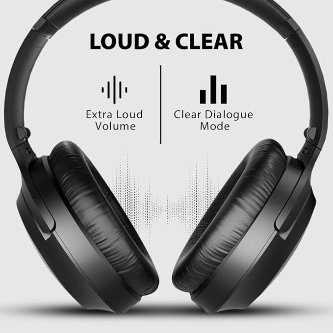 Avantree Opera Plus - Wireless Headphones for TV Watching with Clear Dialogue & Volume Boost for Seniors & Hard of Hearing, Use with Soundbar at Same Time, Charging Transmitter Base, Comfortable Fit
