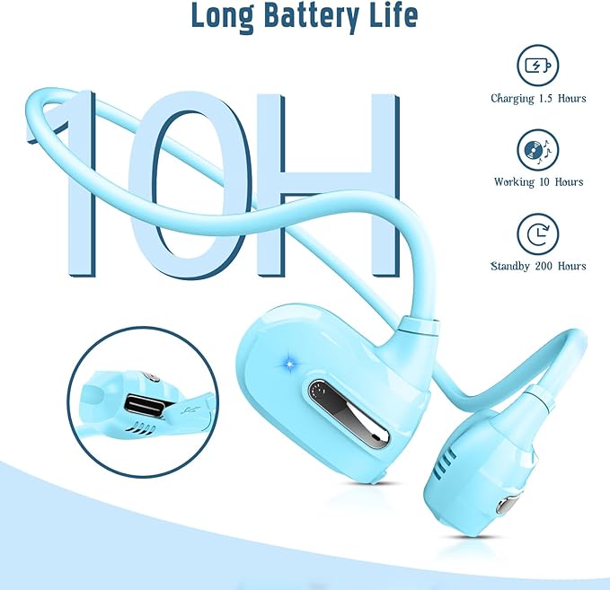 BANIGIPA Kids Headphones, Open Ear Headphones Comfortable for Teens Child Boys Girls, Wireless Bluetooth 5.4 Headset w/Mic for School/Tablet/Travel, 13g Ultra-Light, Protect Hearing, 10H Playtime