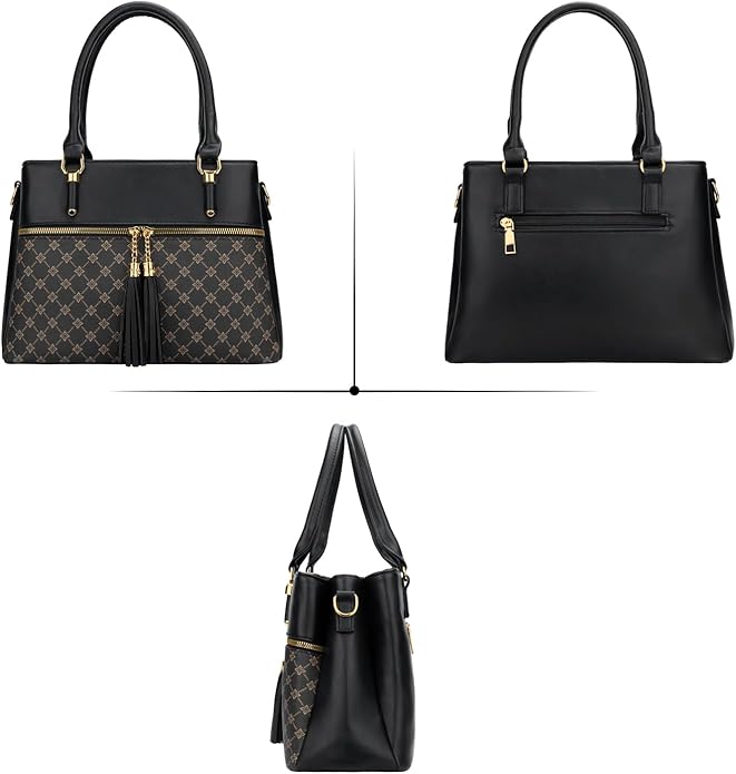 KKXIU Women Satchel Bags Handle Shoulder Handbags and Purses Pockets Zipper Leather Crossbody Bags