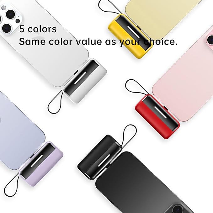 [2-Pack] Portable Charger Power Bank for iPhone,5500mAh USB C Battery Pack Travel Essentials Phone Charger Built in Cable & Foldable Stand,22.5W Fast Charging for iPhone 16/15/14,Samsung,Android