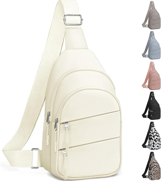 Crossbody Bags for Women, Sling Bag for Men, Small Hiking Backpack Anti Theft Lightweight for Outdoors Travel (M, Beige)