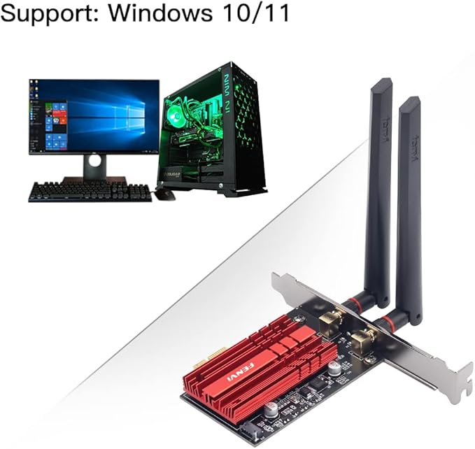 WiFi 6E AX210 PCI-E WiFi Network Card BT5.3 160MHz Tri-Band Expands WiFi into 6GHz/5GHz/2.4GHz 5400Mbps Gigabit AX210ngw Desktop PC PCIe Wireless Adapter WiFi 6E 802.11ac ax MU-MIMO for Windows 11/10