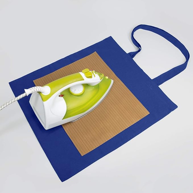 NPBAG 5 Pack 15'' X 16'' Blue Cotton Tote Bags, Lightweight Blank Bulk Cloth bags with 1pc of PTFE Teflon Sheet