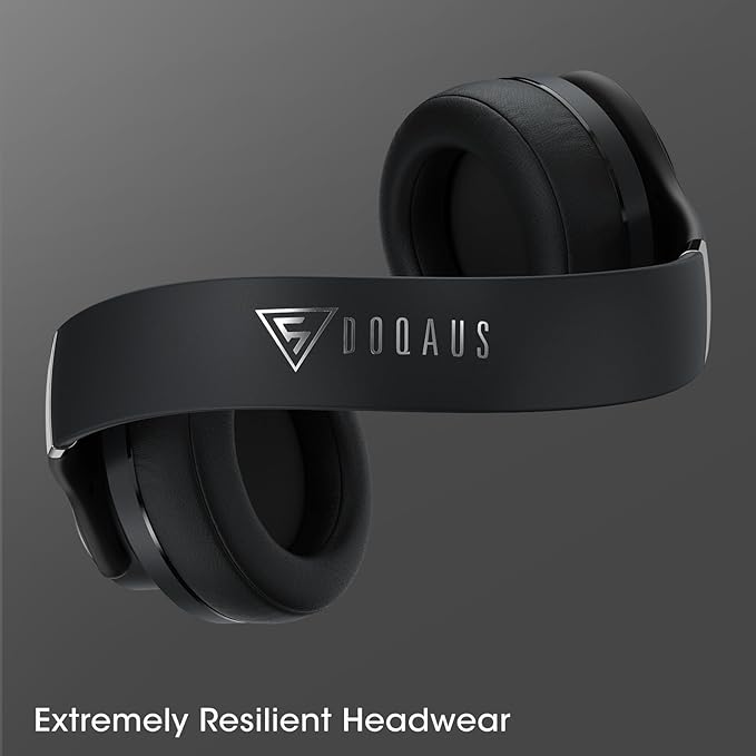 DOQAUS Bluetooth Headphones Over Ear, 90H Playtime Wireless, 3 EQ Modes, HiFi Audio & Deep Bass, ENC Noise Isolating Mic, Soft Earpads for Phone/PC