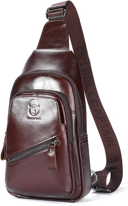 KPYWZER Vintage Leather Sling Bag Backpack for Men Crossbody Shoulder Chest Day Pack Backpacks