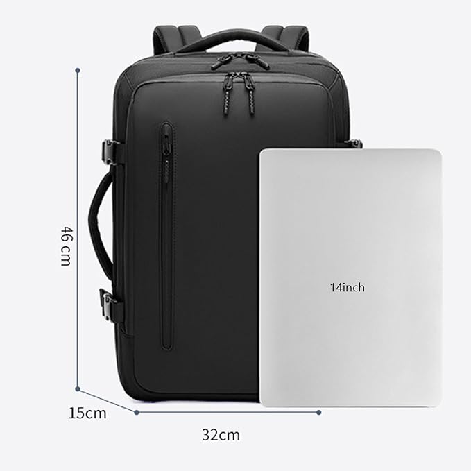 45L Travel Backpack with Built-in Vacuum Seal Backpacks Exapandable Waterproof Air Compression System TSA Lock Carry-On Suitcase Luggage Laptop Bag Black