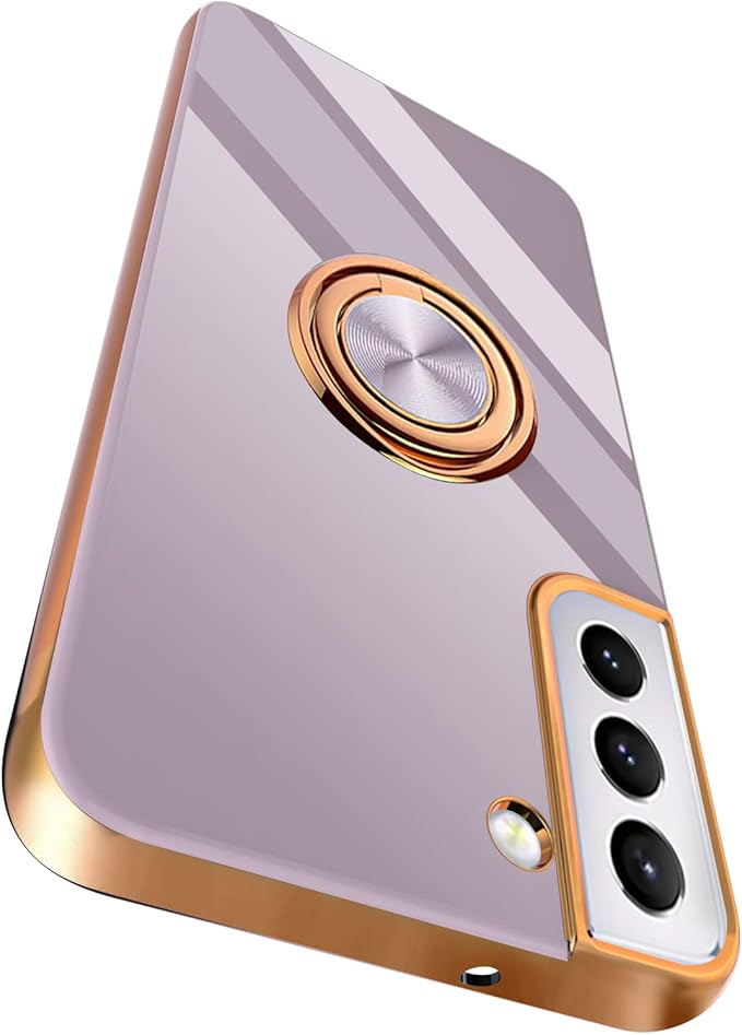 Tnarru Compatible for Samsung Galaxy S22 Case with Ring Holder Kickstand [with Magnetic] Soft TPU Shockproof Electroplated Protective Phone Case for Galaxy S22 5G Purple