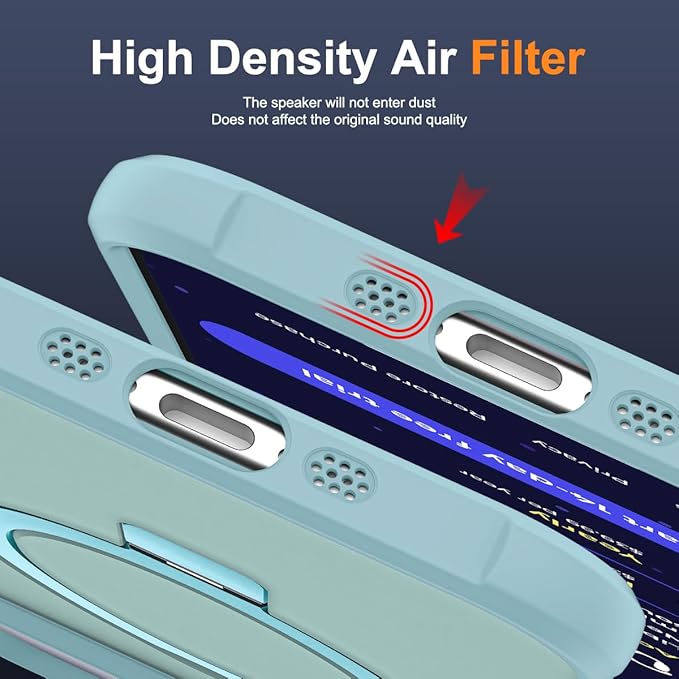 Compatible with iPhone 17 Air Case with Invisible Magnetic O-Ring Stand Military-Grade Translucent Phone Case for iPhone 17 Air 6.5" [Compatible with Mag-Safe][Great Grip Feeling], Blue