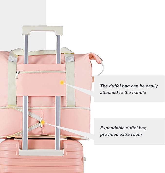 Joyway Carry On Luggage 20 Inch Expandable Suitcase with Spinner Wheel, 3 Piece Hard Shell Luggage Set with TSA Lock(Pink)