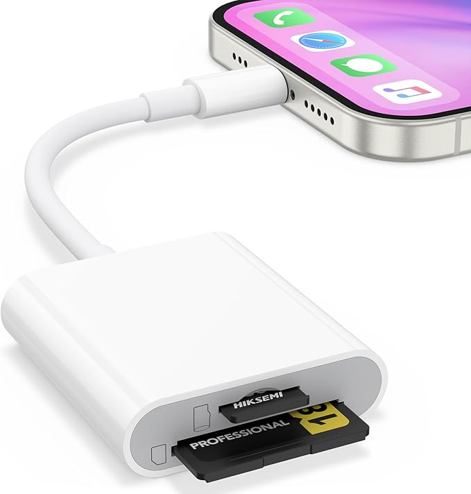 USB C SD Card Reader for iPhone 16 15/iPad/MacBook/Camera, Dual Card Slot Supports SD and MicroSD Card Memory Card Adapter, Trail Camera Viewer Plug and Play