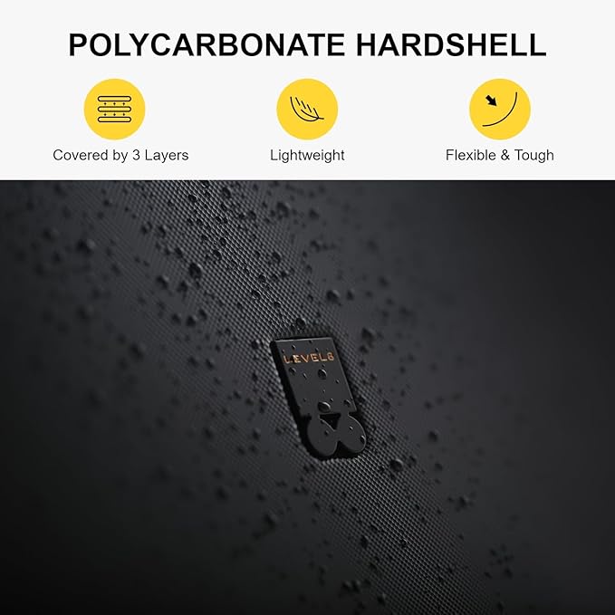 LEVEL8 Hard Shell Carry on Luggage Airline Approved, Carry-on Suitcases with Wheels, Lightweight Luminous Textured Hardside Travel Bag with Tsa Lock, 20 Inch, Black