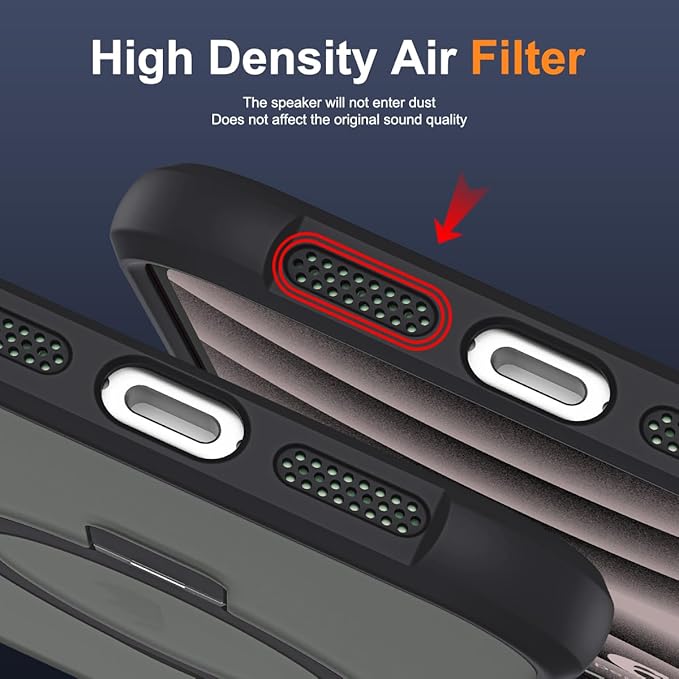 Compatible with iPhone 17 Case with Invisible Magnetic O-Ring Stand Military-Grade Translucent Phone Case for iPhone 17 6.3" [Compatible with Mag-Safe][Great Grip Feeling], Black