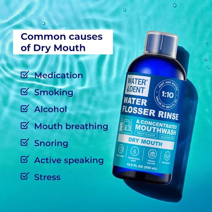 Concentrated Irrigant, Dry Mouth | Add to Water Flossers | Mild Mint & Fruit Flavor |1:10 = 186 fl.oz | Alcohol Free, Fluoride Free. Made in USA (PACK OF 2)
