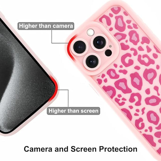 KANGHAR Case for iPhone 15 Pro Max Leopard Printed Pattern Cute Cheetah Phone Case Soft TPU Shockproof Protective Cover for iPhone 15 Pro Max 6.7 Inch Pink