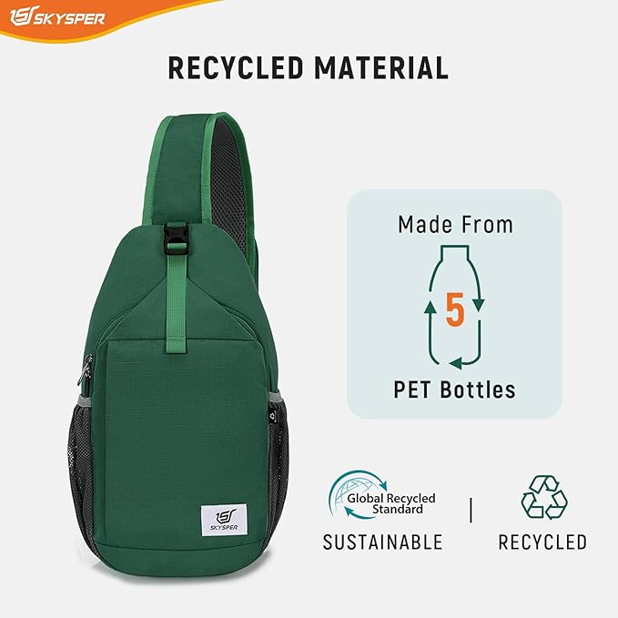 SKYSPER Sling Bag RFID Cross Body Bag Recycled Crossbody Backpack Travel Daypack