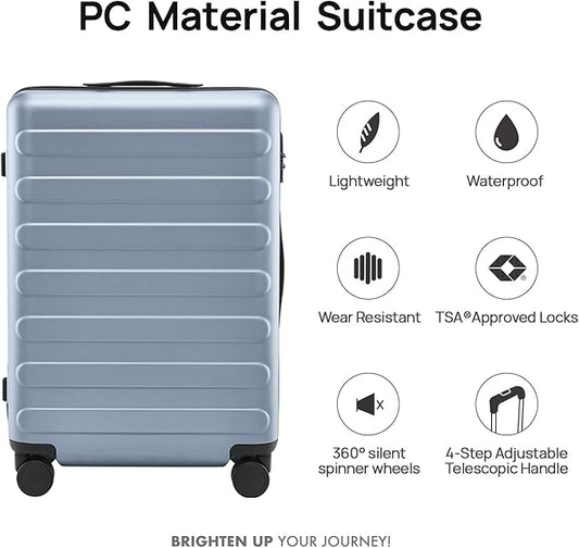 NINETYGO Medium Checked Luggage 26 Inch, Checking In Luggage with Smooth Spinner Wheels, Lightweight, Hard Shell PC Suitcase, Lightweight Travel Luggage, TSA Approved (Shadow, Rhine Basic)