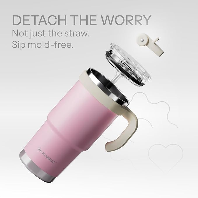 Easy Clean Pro Tumbler-24 oz Water Bottle with Handle Quick-Disassemble Flip Straw, Leakproof Insulated Stainless Steel Dishwasher Safe, BPA-Free Gifts for Kids