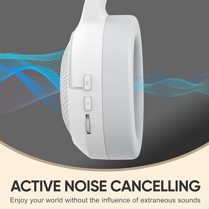 SDLOGAL Wireless Over Ear Headphones, Personalized Music & Game Audio, Wireless BT5.4 Headphones with Microphone, Up to 40 Hours Battery Life, Foldable & Lightweight - White