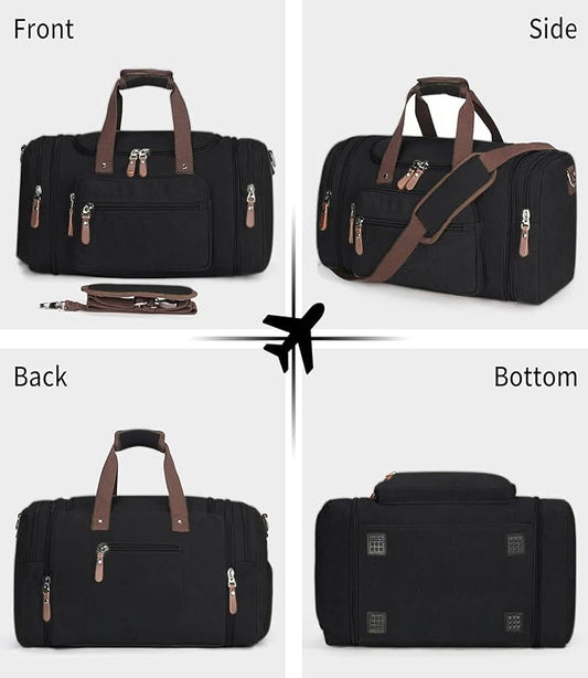 Sechunk Duffle Bag Canvas Large Outdoor Shoulder Bag Overnight Handbag Travel Tote Luggage Weekender Bag