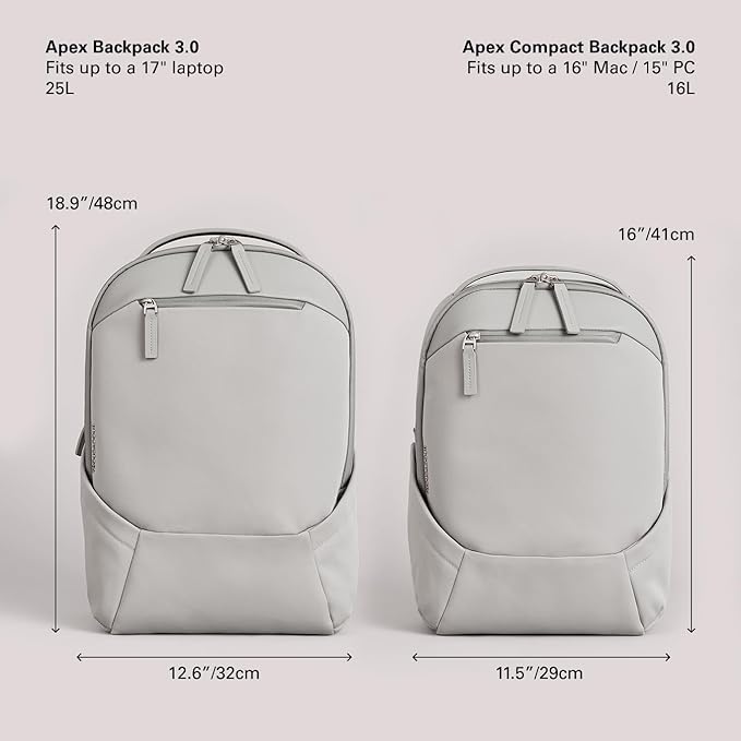 Troubadour Apex 3.0 Compact - 16L Premium Laptop Backpack - Ergonomic & Water Resistant - Designed for Work and Travel - Scree