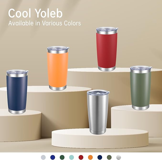 20 oz Tumblers Bulk Stainless Steel Tumbler with Lid Double Wall Vacuum Insulated Coffee Mug 20oz Powder Coated Cup for Hot and Cold Drinks, Stainless, 6 pack