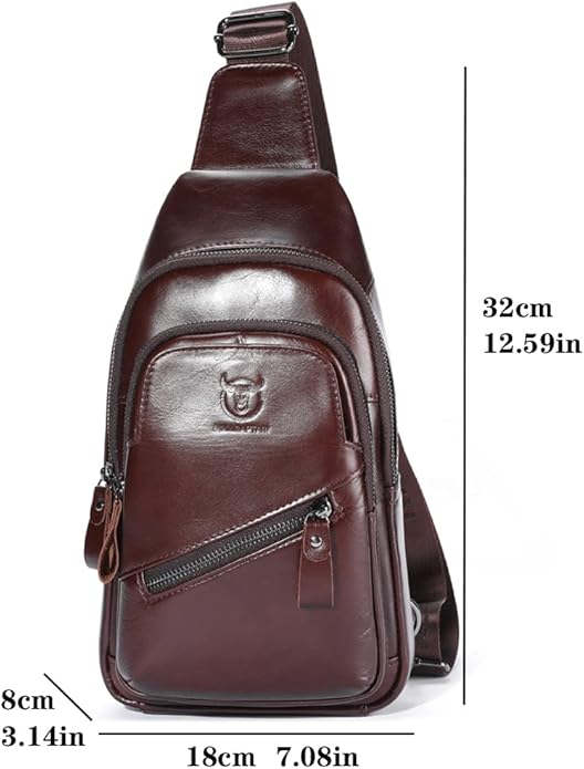 KPYWZER Vintage Leather Sling Bag Backpack for Men Crossbody Shoulder Chest Day Pack Backpacks