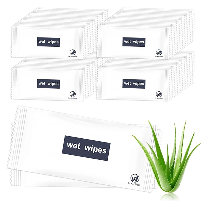 Individual Hand Wipes, Wet Wipes Individually Wrapped 100 Pack, Clean Hands Quickly, Large Wet Wipes Bulk for Homeless, Suitable for Restaurant, Wedding, Barbecue